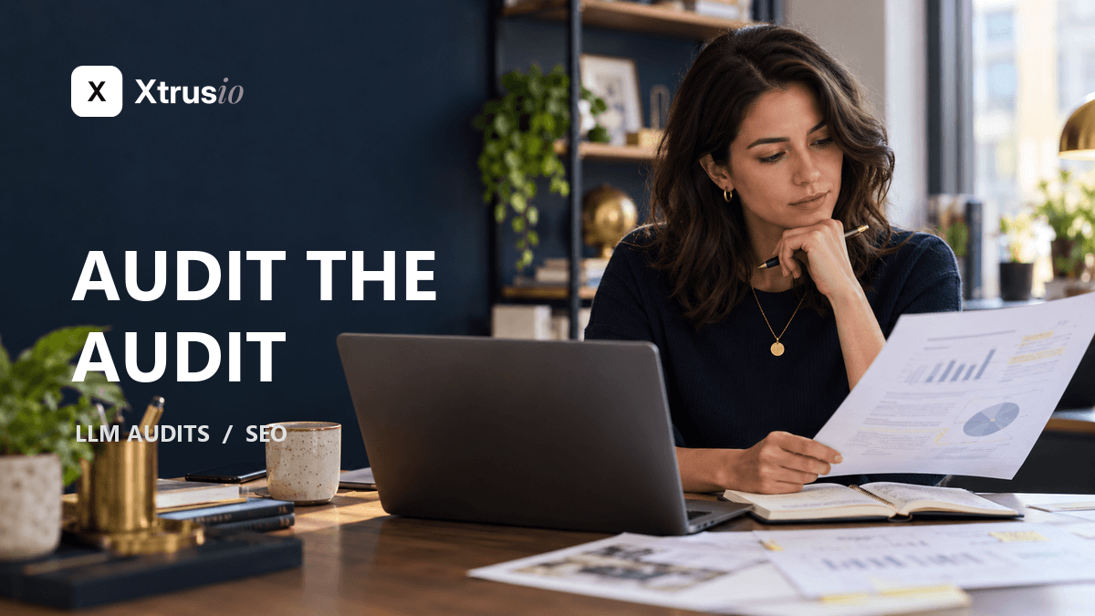 Agency strategist examining an audit report in an office, photo illustration