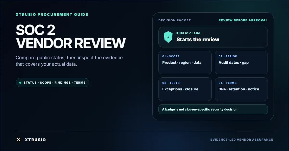 Xtrusio SOC 2 vendor review framework comparing public status, restricted audit evidence and buyer data requirements